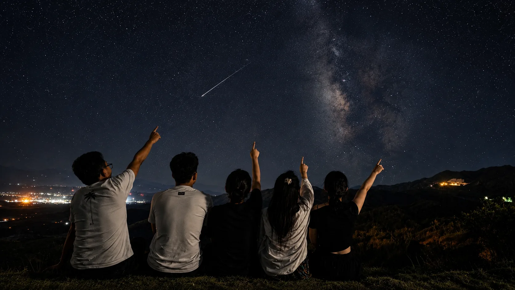 夜空中划过一道明亮的流星
